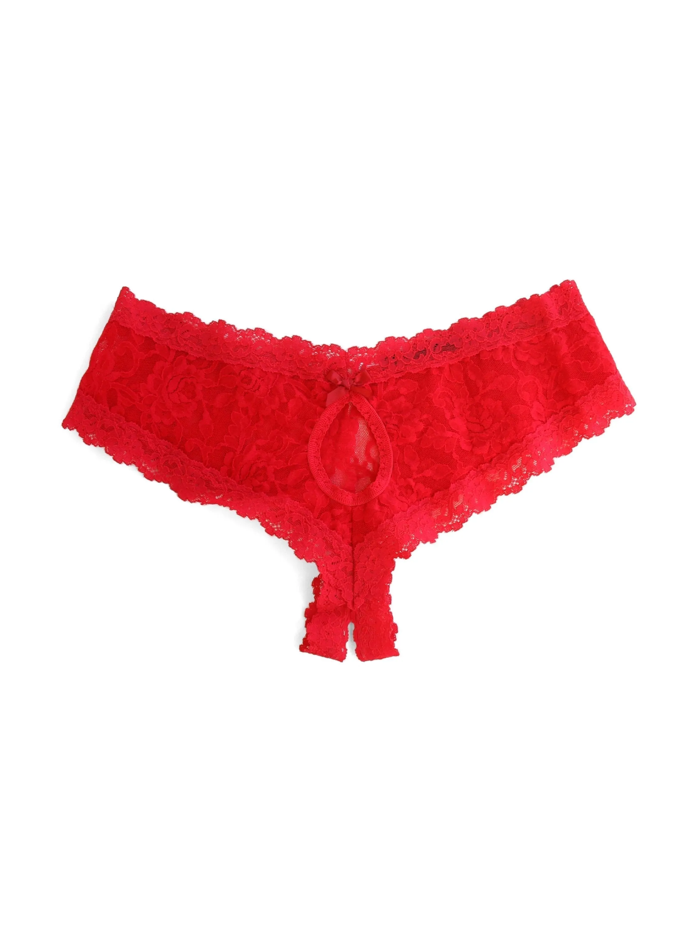 &oh™ Signature Lace Crotchless Cheeky Hipster Red