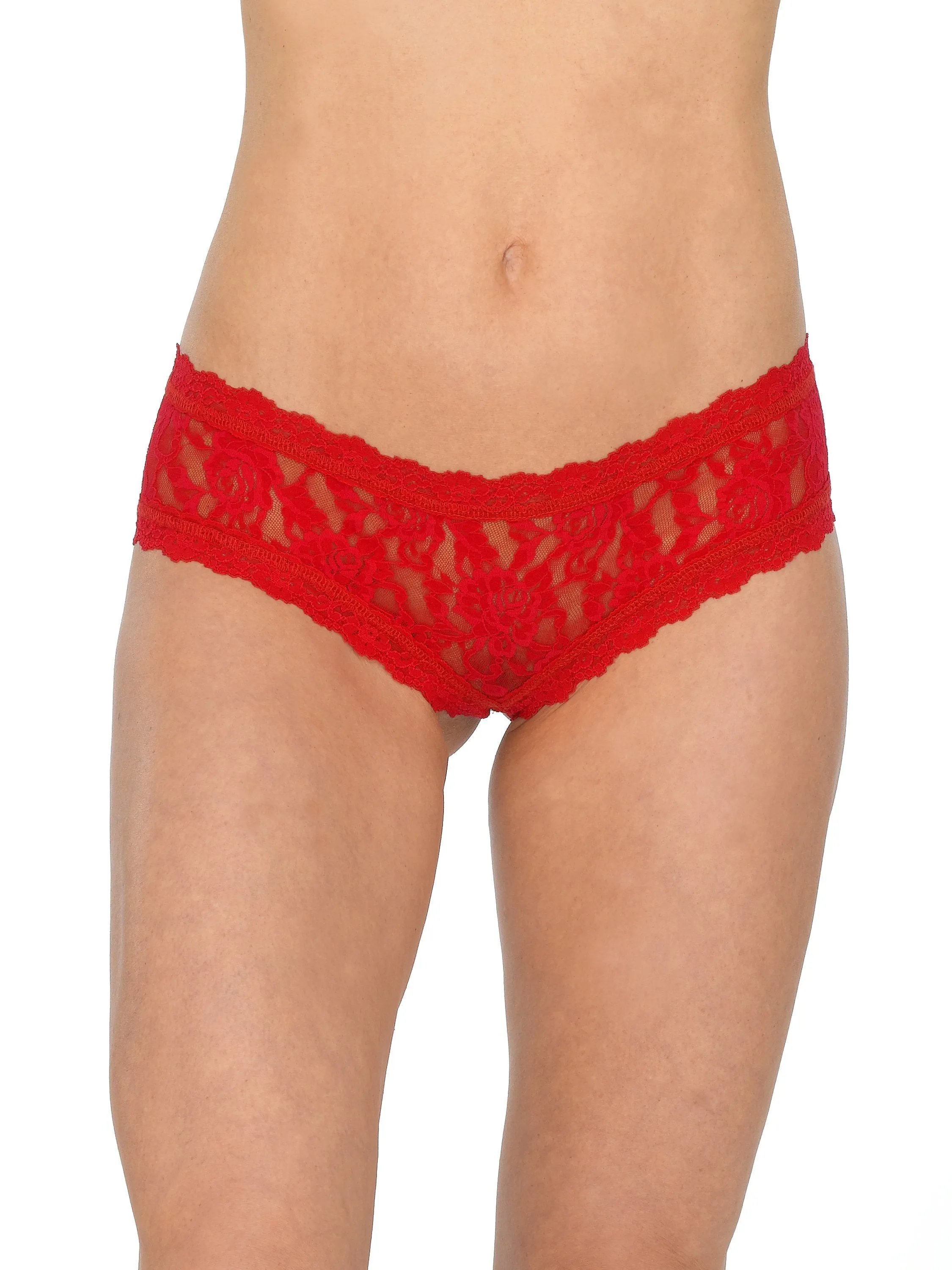 &oh™ Signature Lace Crotchless Cheeky Hipster Red