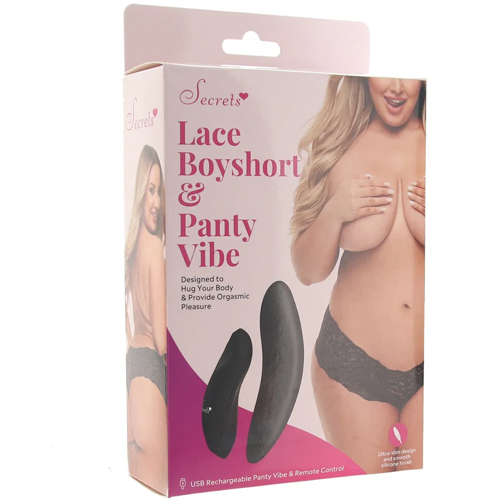 Black Lace Boyshort & Remote Panty Vibe XL