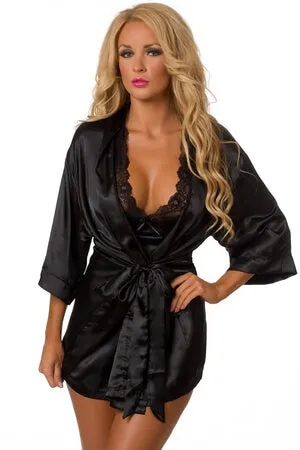 Black Midnight Romance Robe Set