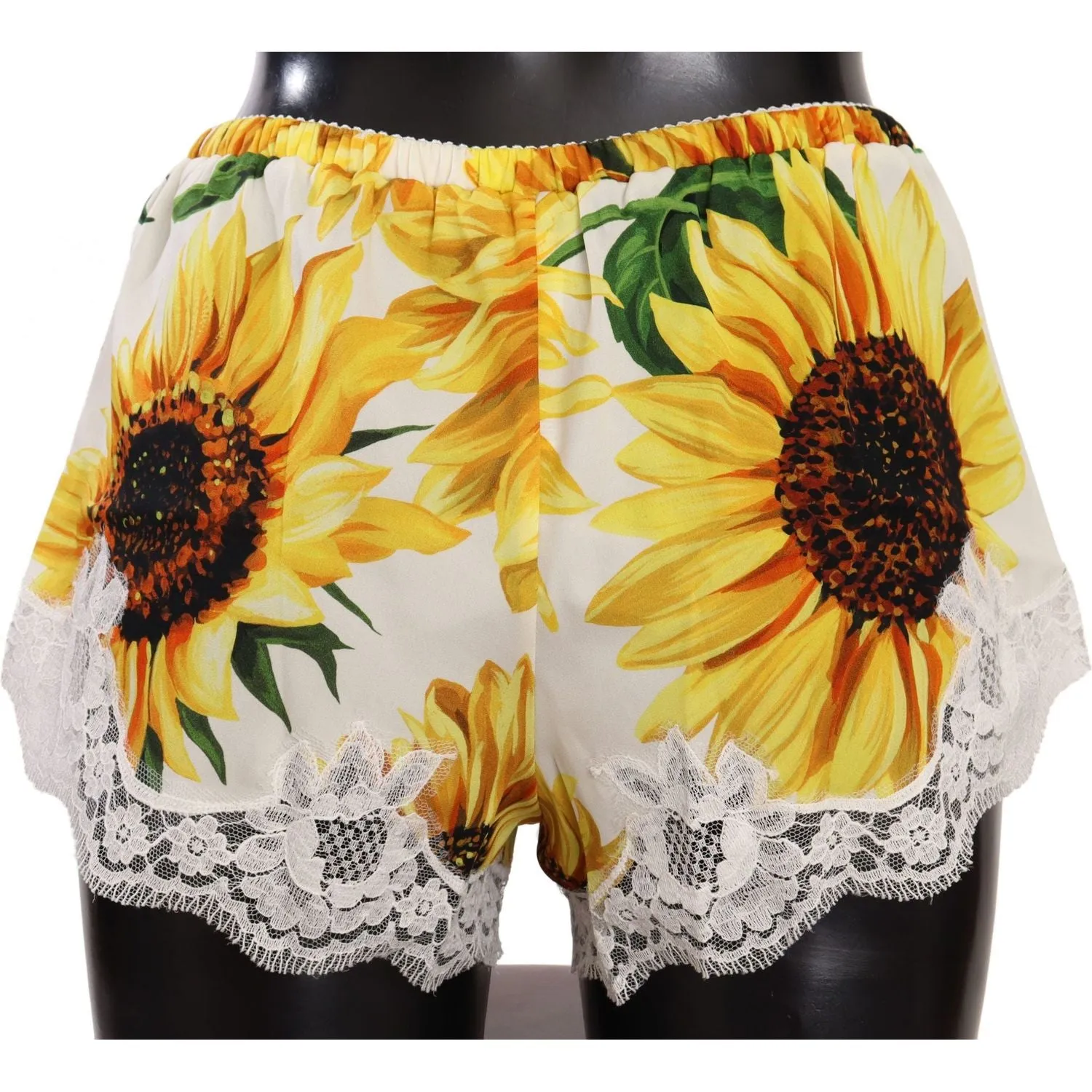 Dolce & Gabbana Sunflower Lace Lingerie Shorts - Silk Blend