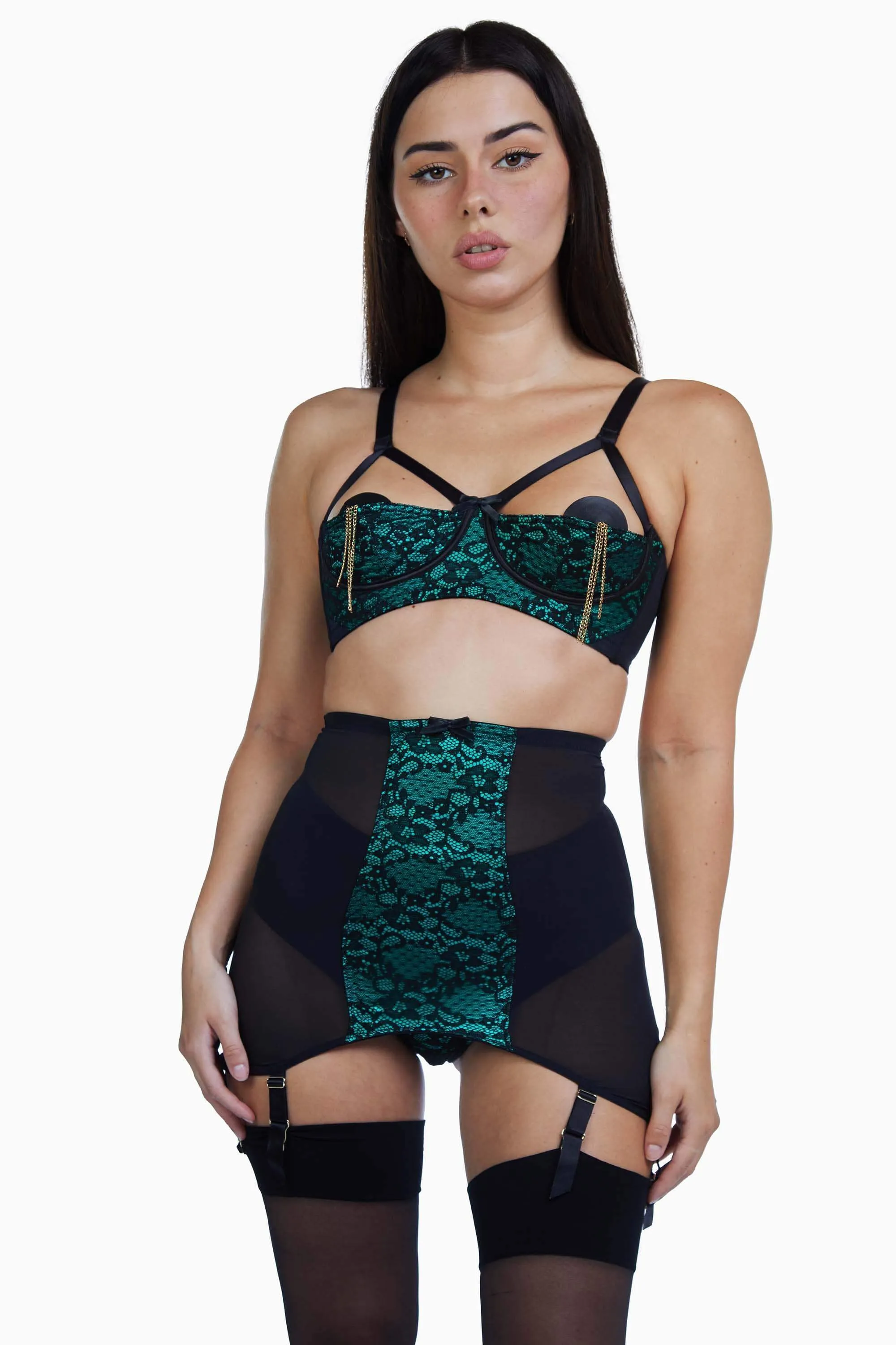 Elsie Emerald Green Lace Girdle