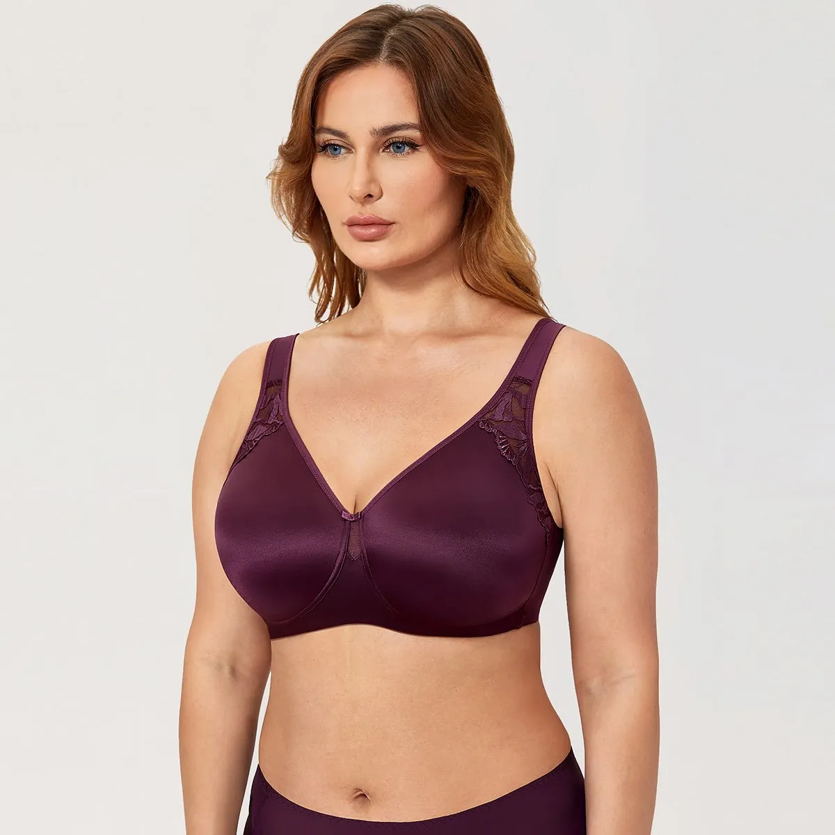 Extra Underband Wireless Purple Full Coverage Lace Bra