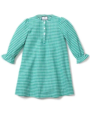 Girl Green Gingham Flannel Beatrice Nightgown