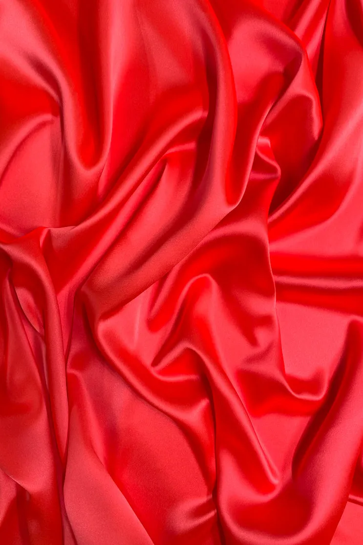 Hot Coral Charmeuse Silk Fabric