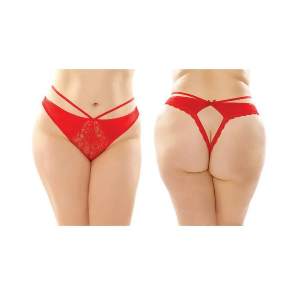 Kalina Strappy Microfiber And Lace Thong With Back Cutout 6-pack Q/s Red