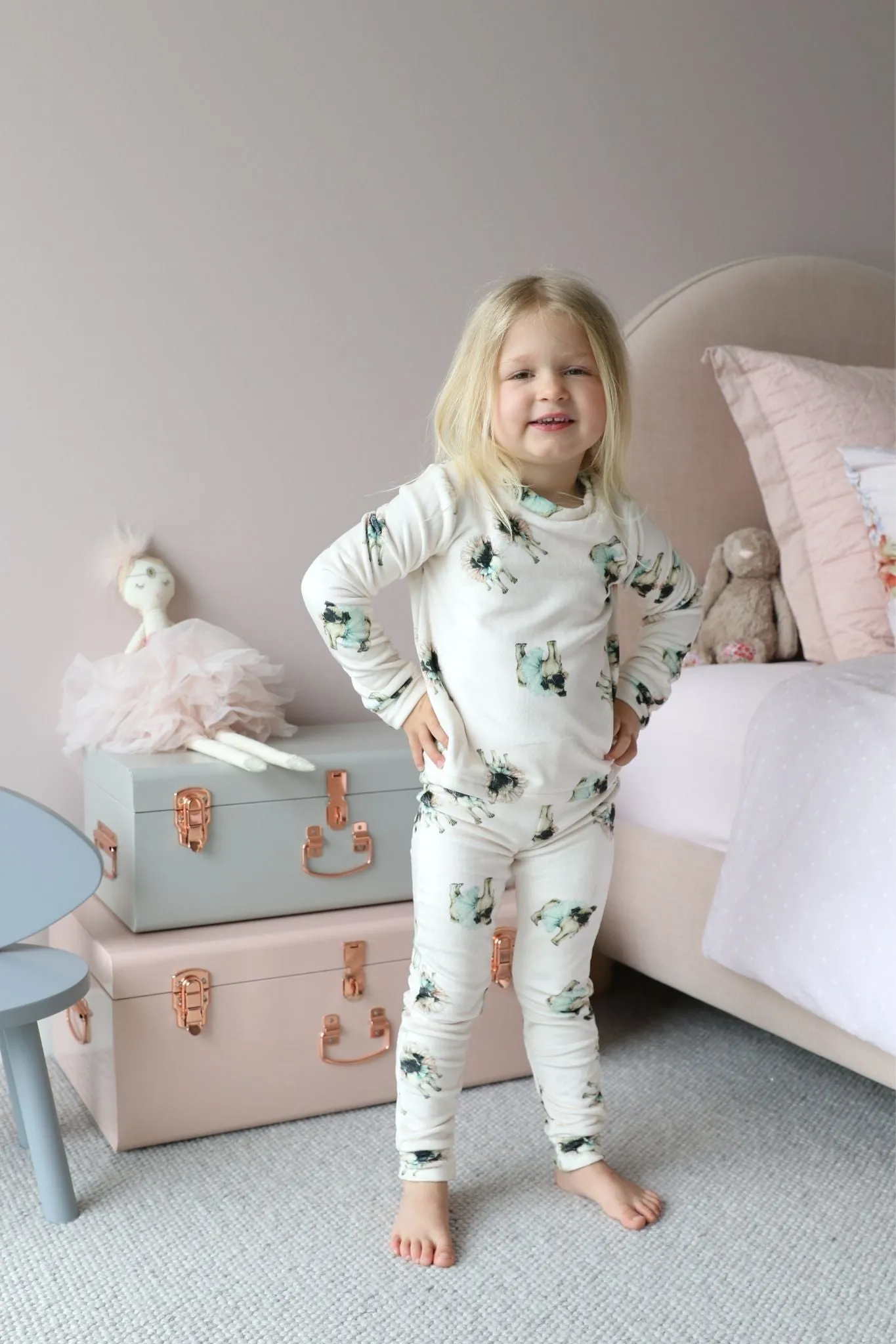 Kids Fleece Pyjama Set - Ruby Pug