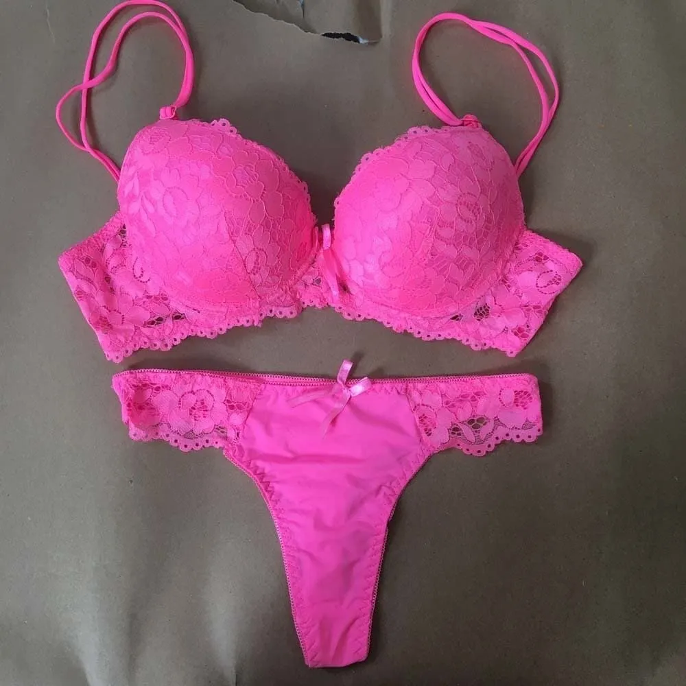 Lace Thong and Push Up Bra Set - Comfortable, Sexy and Alluring Lingerie