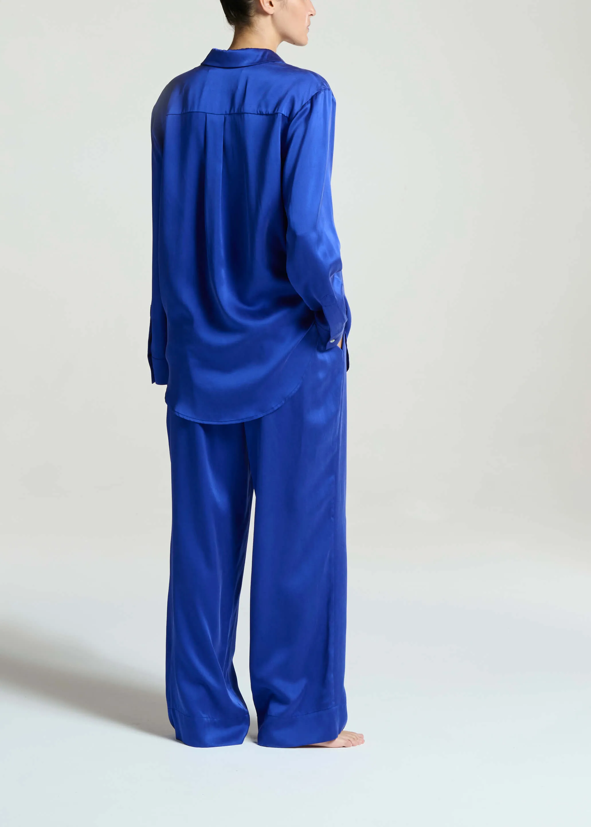 London Pyjama Bottom Electric Blue Silk Charmeuse