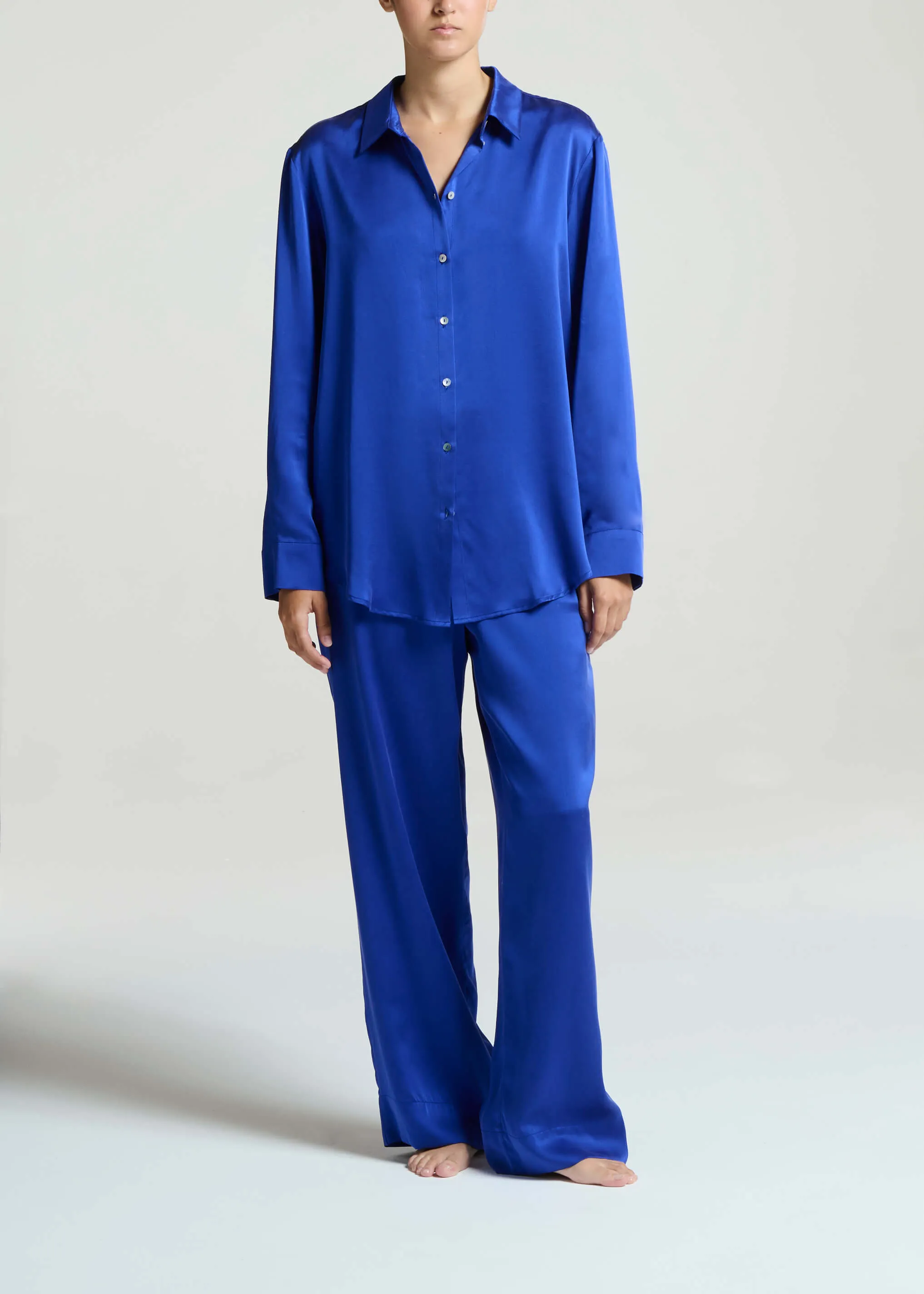 London Pyjama Bottom Electric Blue Silk Charmeuse