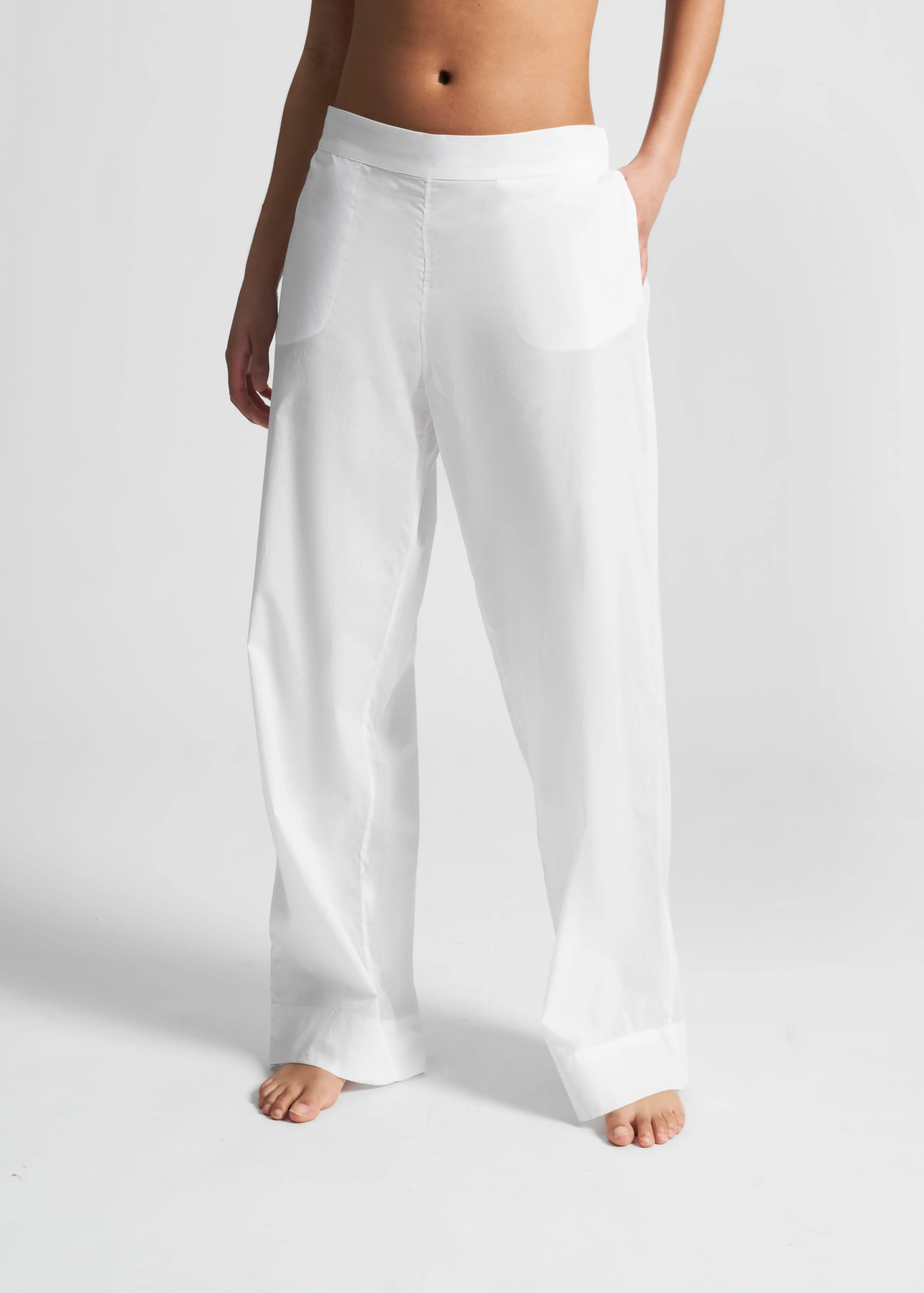 London Pyjama Bottom White Cotton