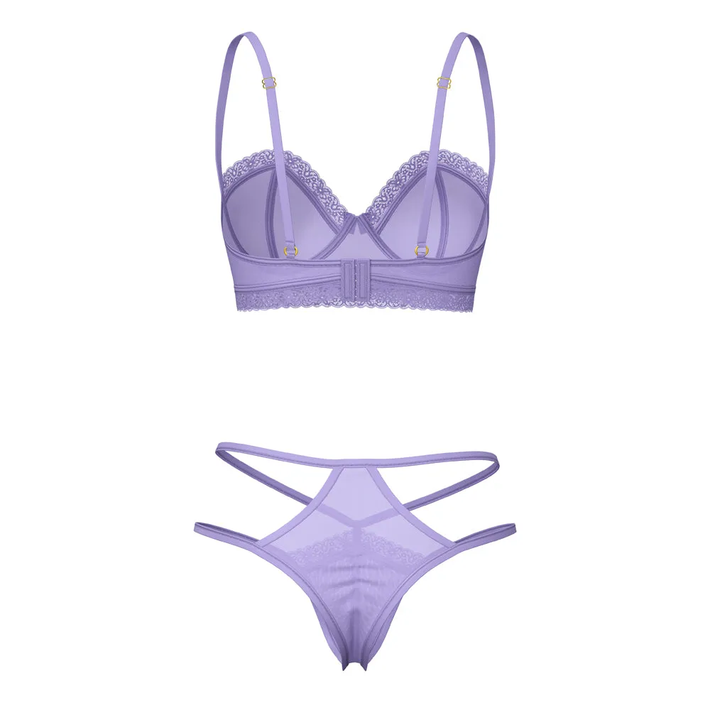 Magic Silk Sheer Passion Demi Bra & High Cut Tanga Very Peri L/XL