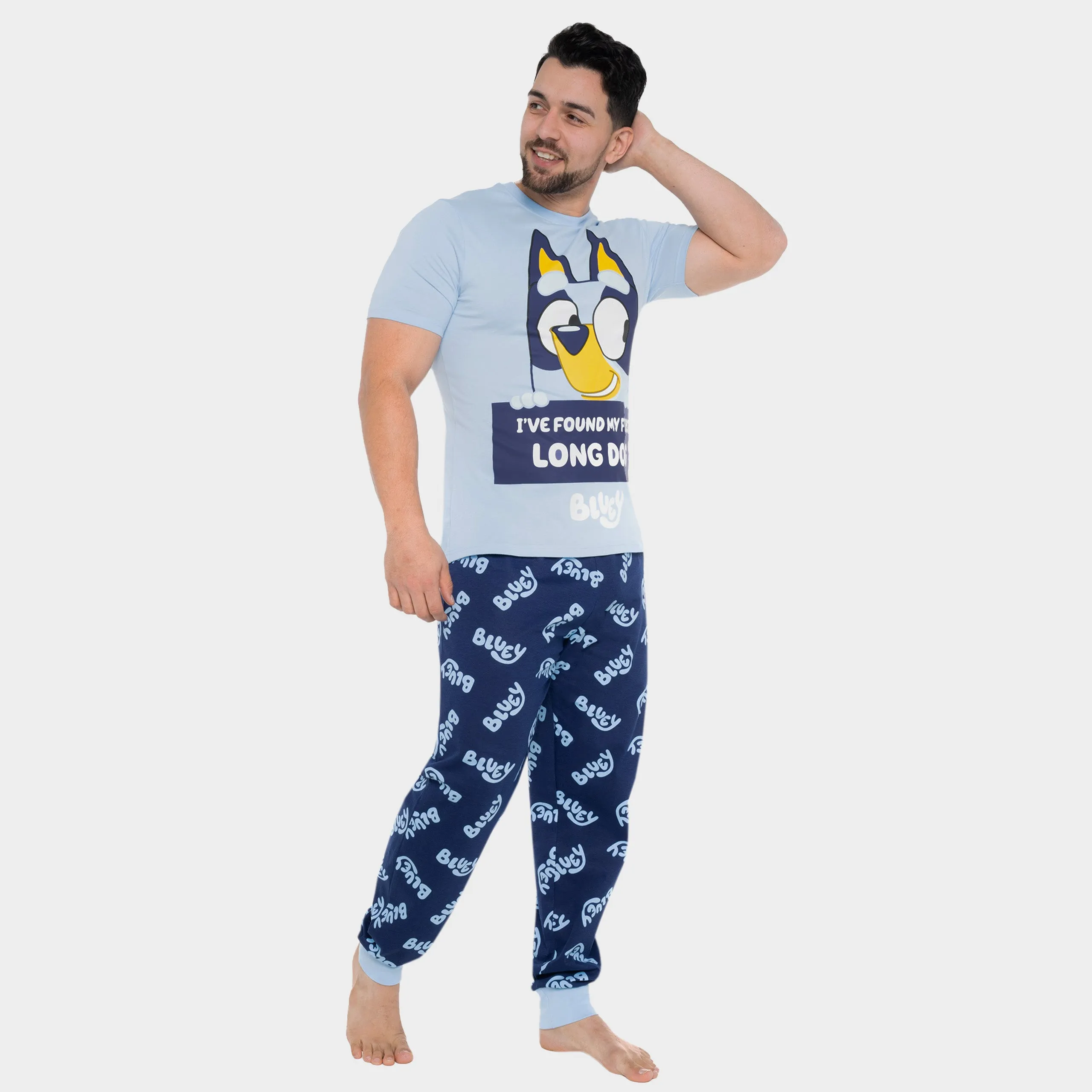 Mens Long Dog Bluey Pyjamas