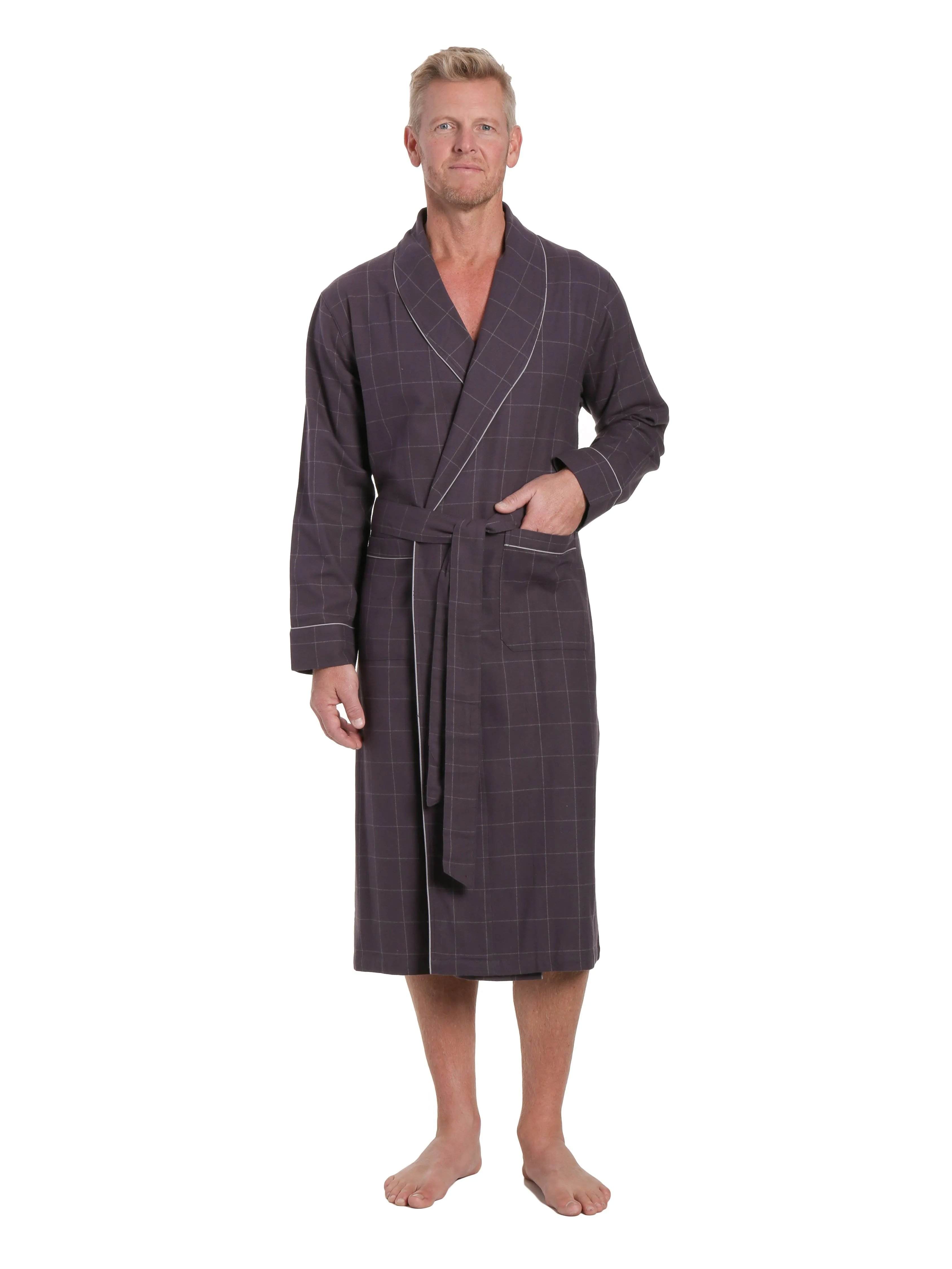 Mens Robe - Premium 100% Cotton Flannel Robe