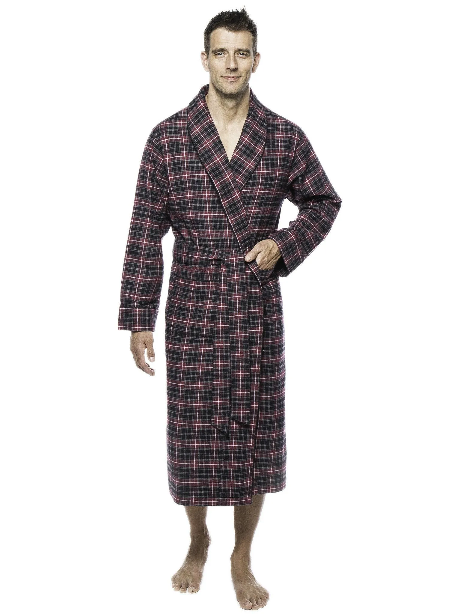 Mens Robe - Premium 100% Cotton Flannel Robe