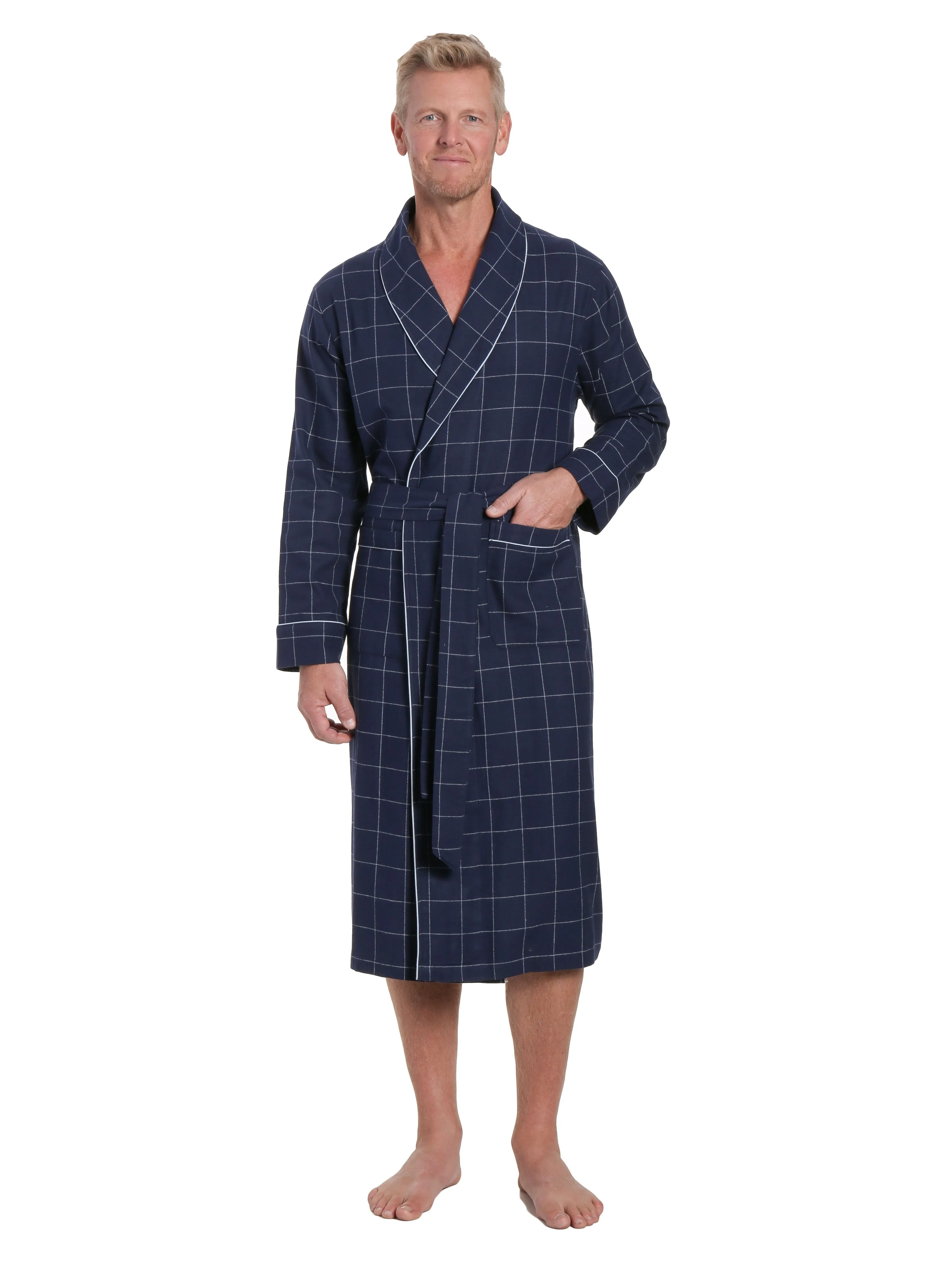 Mens Robe - Premium 100% Cotton Flannel Robe