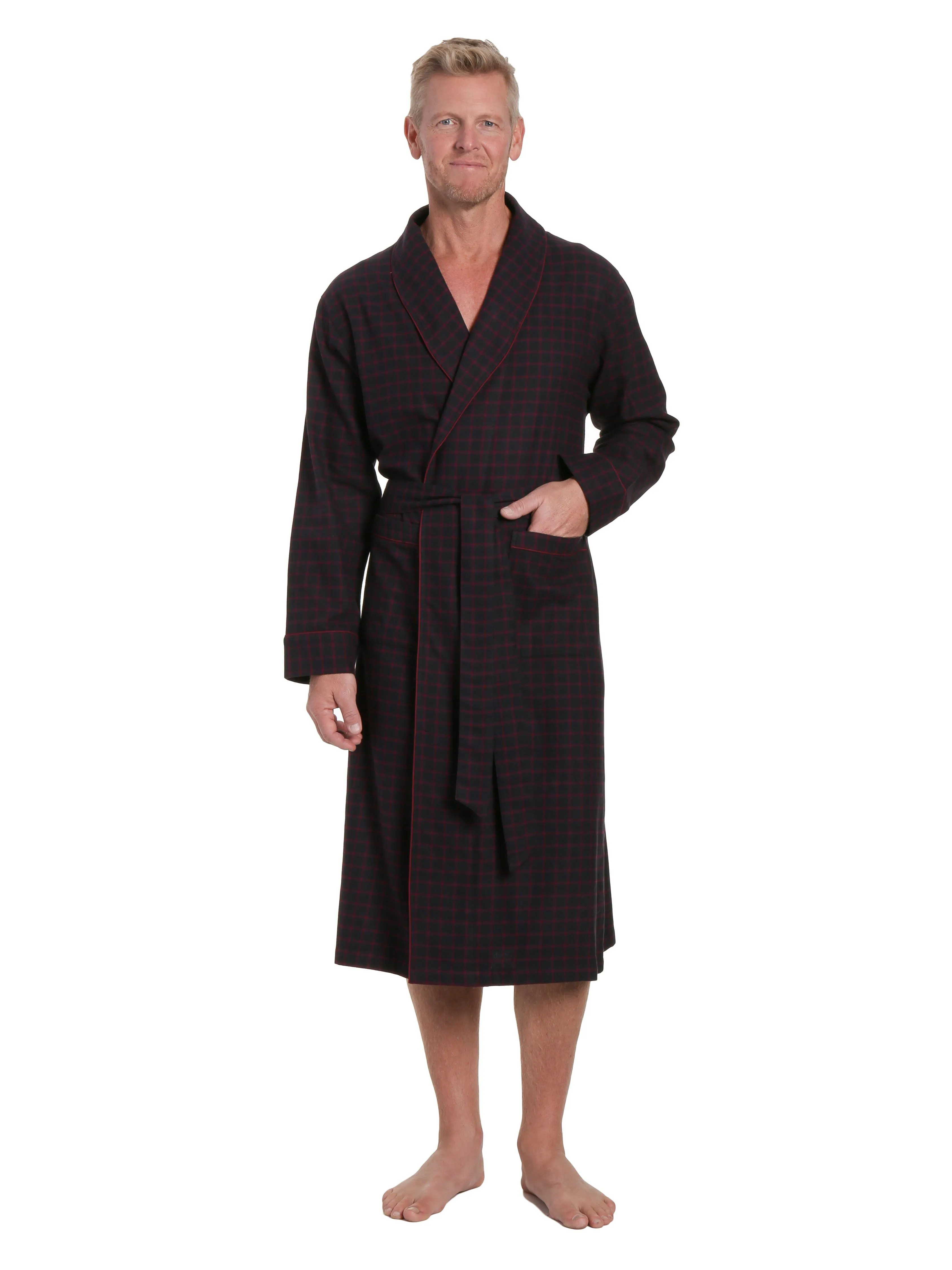 Mens Robe - Premium 100% Cotton Flannel Robe