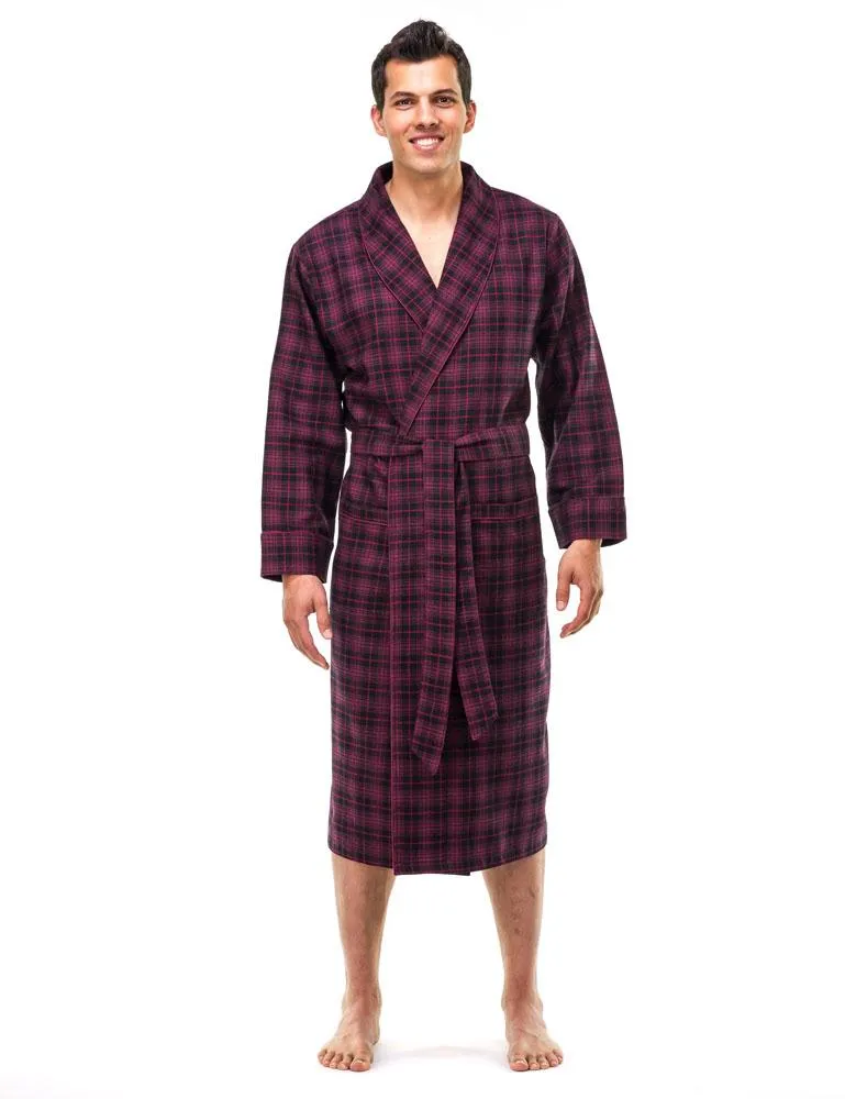 Mens Robe - Premium 100% Cotton Flannel Robe