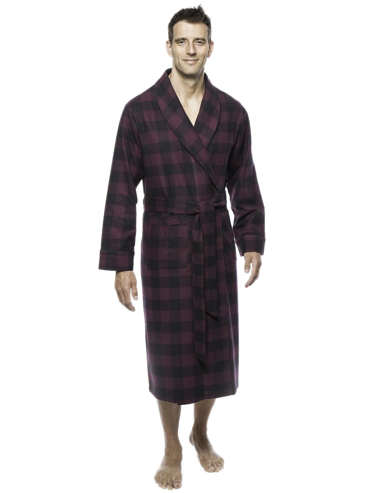 Mens Robe - Premium 100% Cotton Flannel Robe