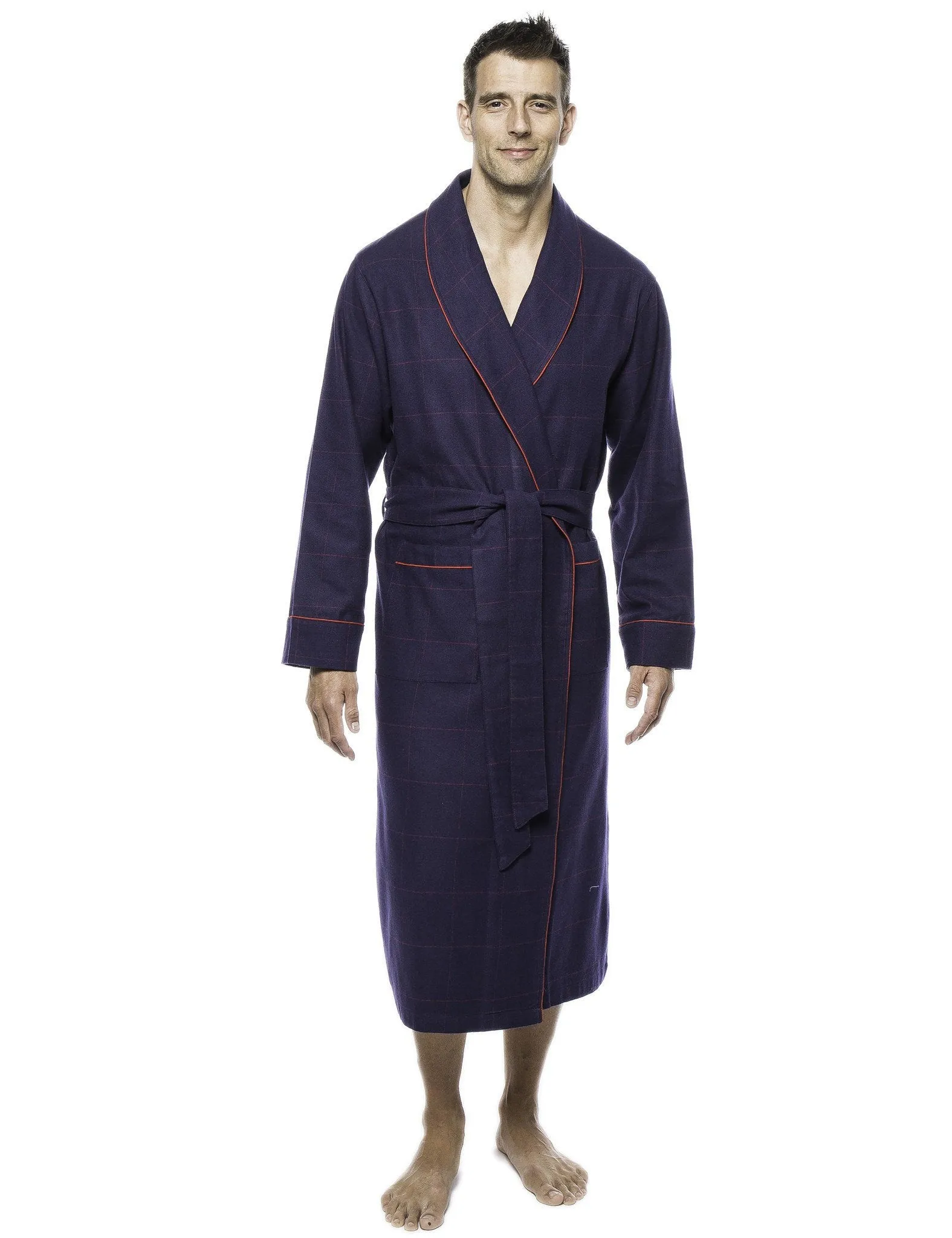 Mens Robe - Premium 100% Cotton Flannel Robe