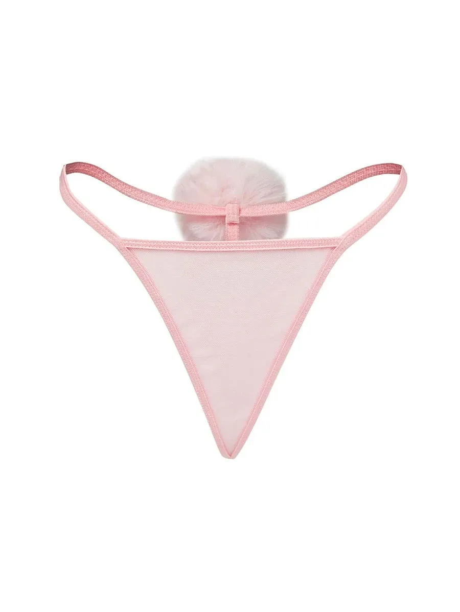 Mesh PomPom Detail Thong