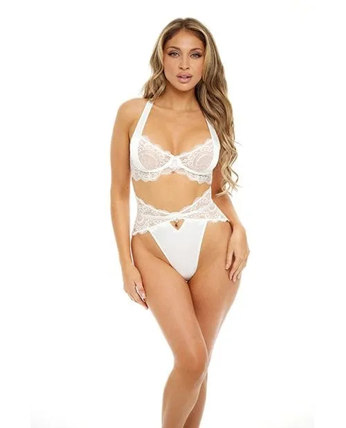 Oh La La Cheri Sadie Bright White Lace Bra & High Waist Panty Set