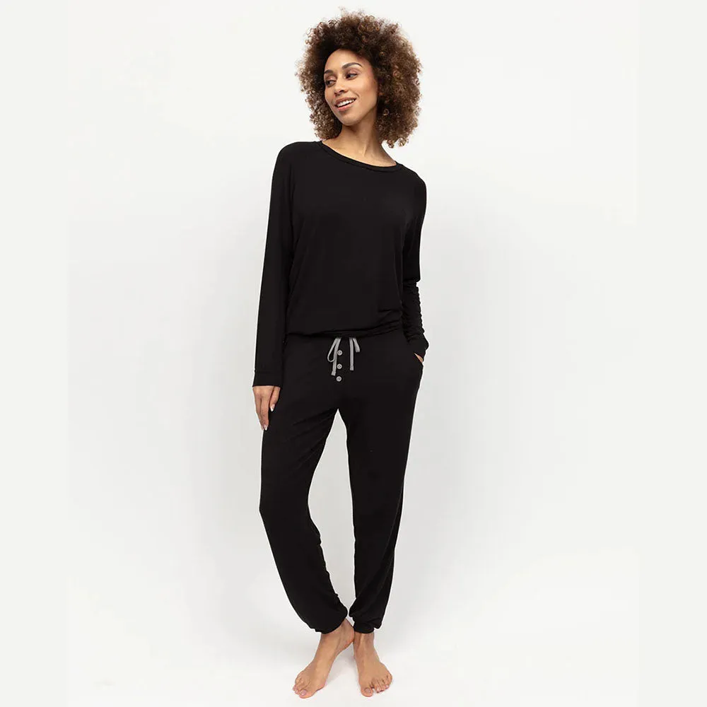 Parker Black Slouch Jersey Long Sleeve Pyjama Top