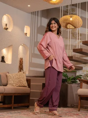 Pink Rose Soft Crepe Shirt Patiala Co-Ord Set