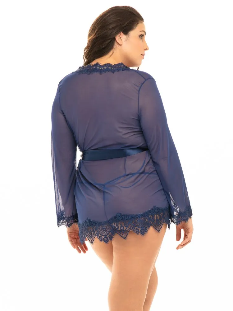 Plus Size Estate Blue Robe & Panty Set