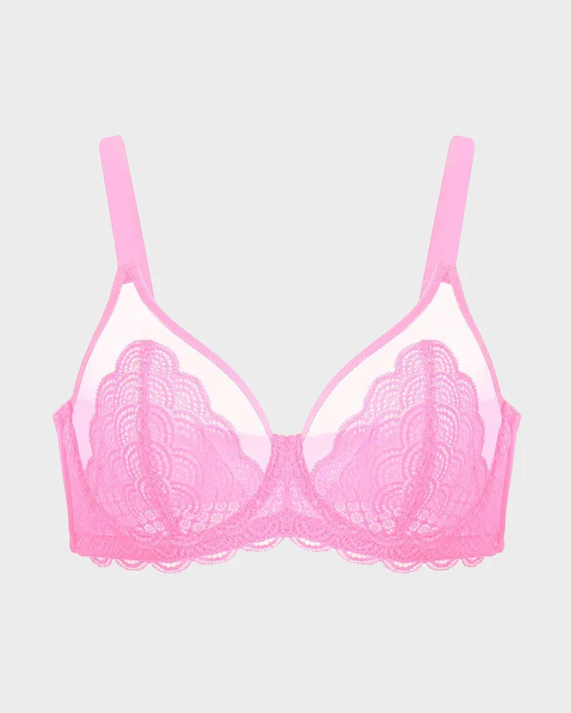 SheCurve® Full Coverage Lace Pink Minimizer Bra