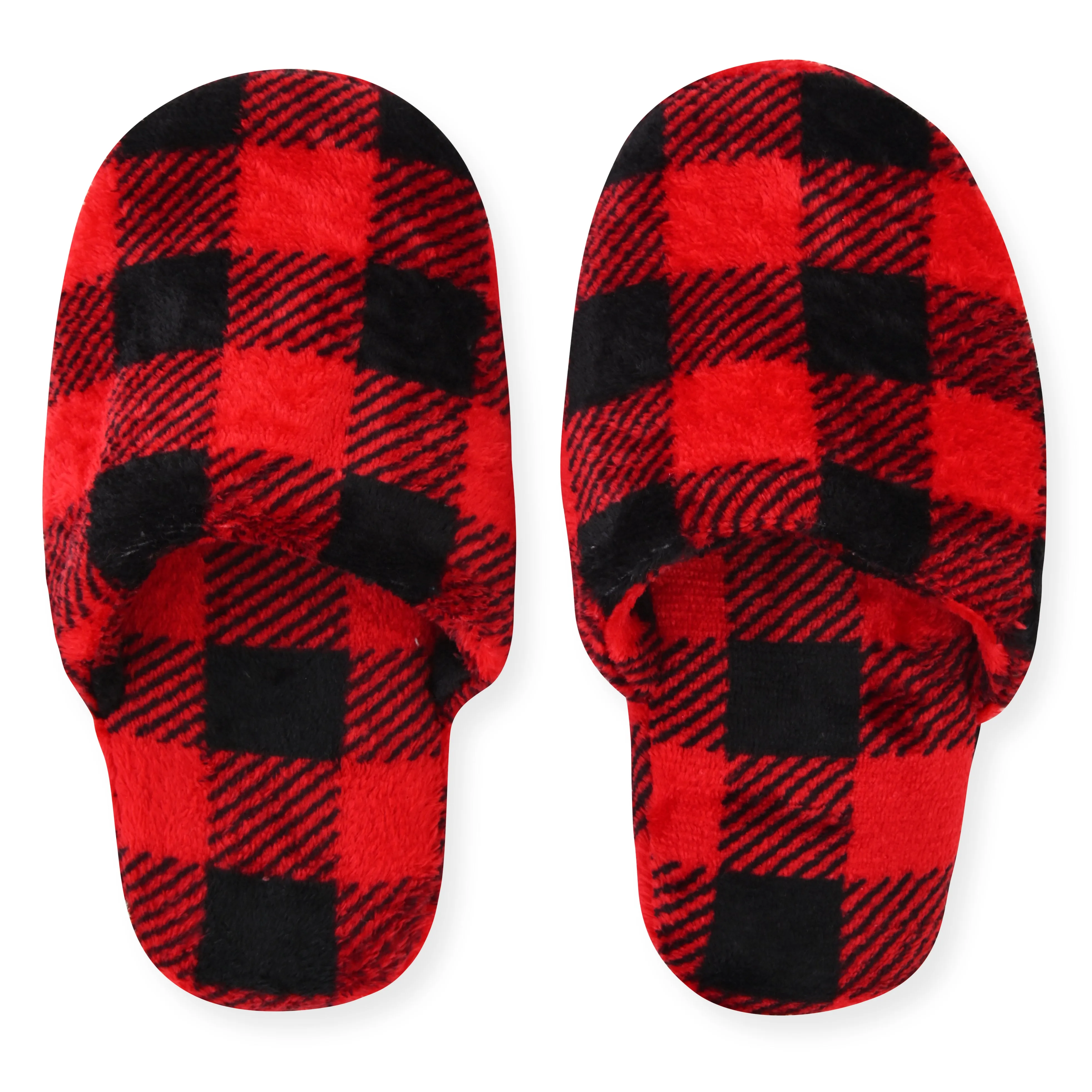 Sleep On It Boys Flannel Fleece Shawl Collar Robe with Matching Slippers - Red Plaid