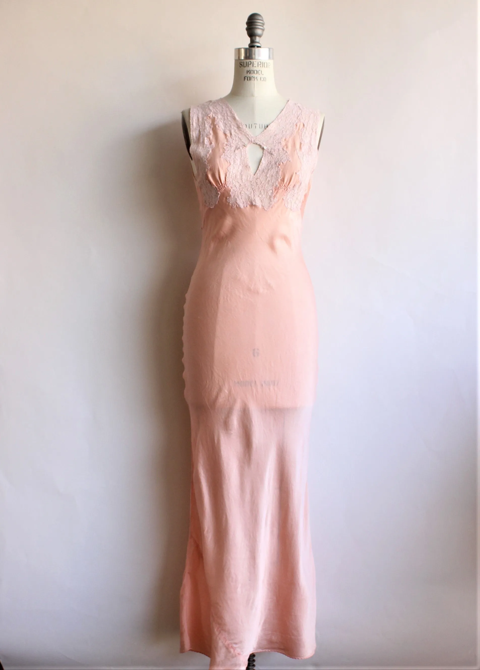 Vintage 1930s Blush Silk Nightgown by Arghin