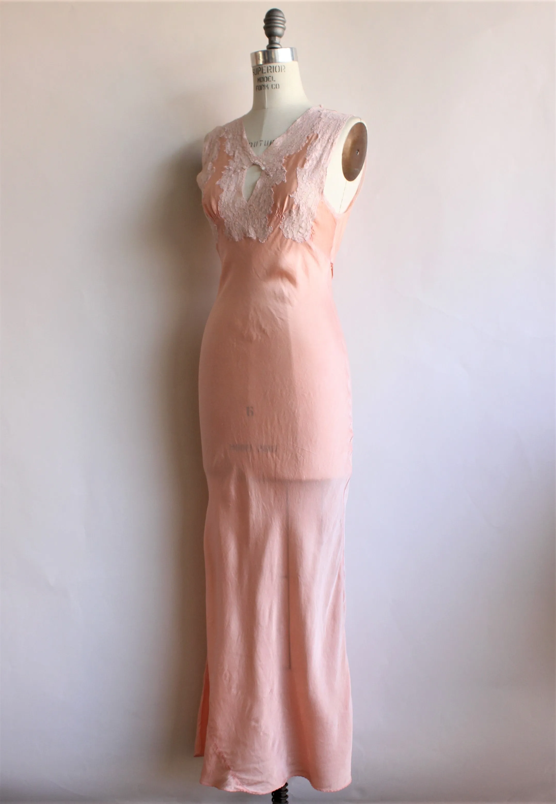 Vintage 1930s Blush Silk Nightgown by Arghin