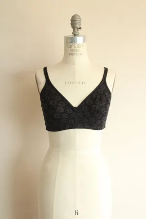 Vintage Early 2000s Bra in a Black Daisy Pattern by Warner's 38C