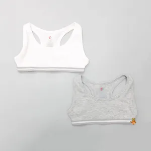 White And Grey Sports Beginners Bra - Set Of 2