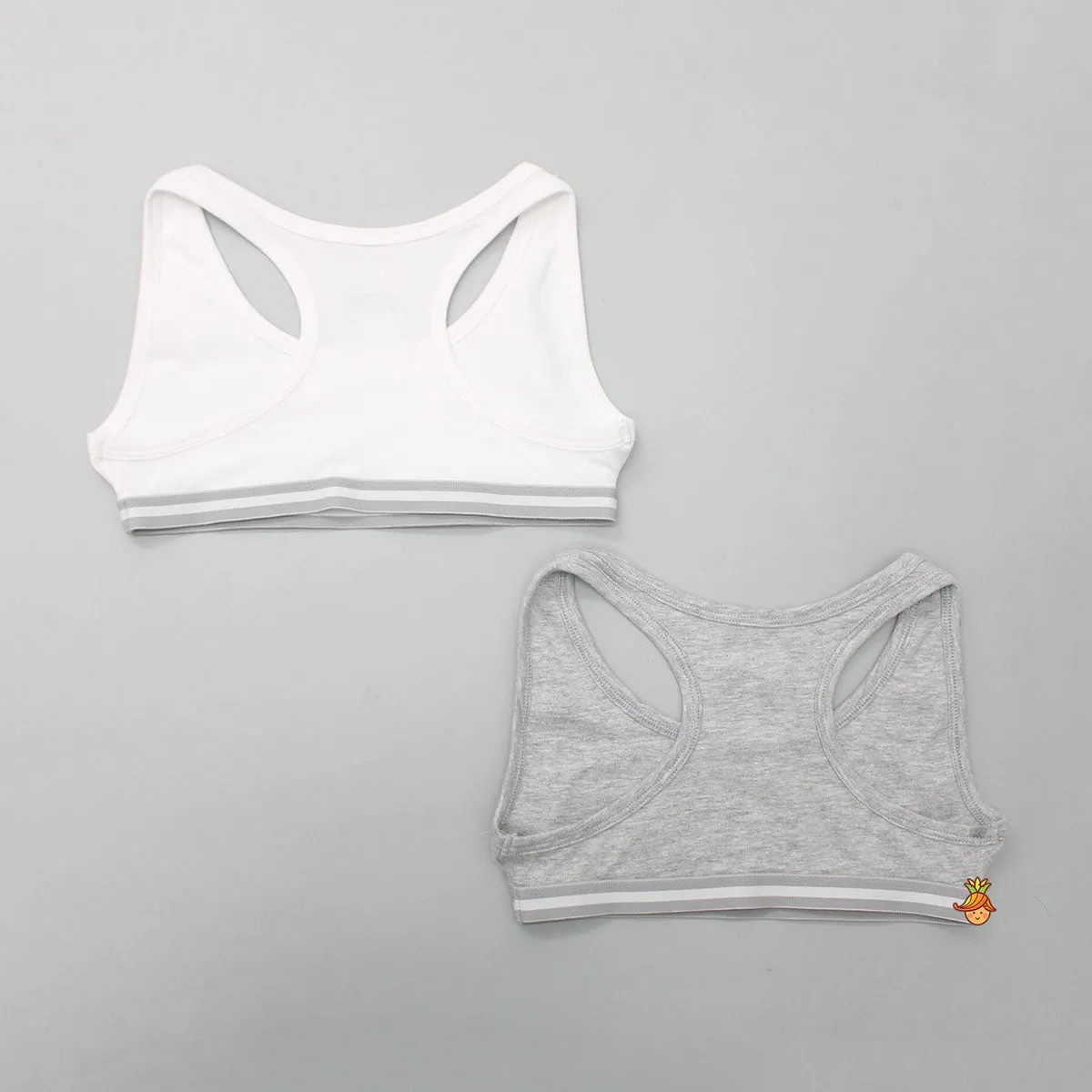 White And Grey Sports Beginners Bra - Set Of 2