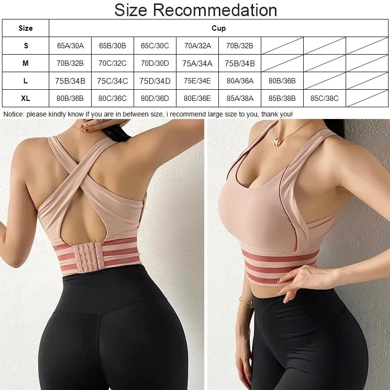 Women Cropped Fitness Shockproof Push Up Sports Bra